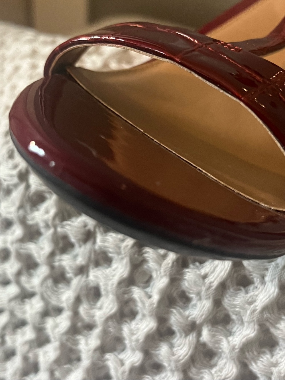 Calvin Klein Burgundy Patent T-Strap Heels 402 - Picture 6 of 7